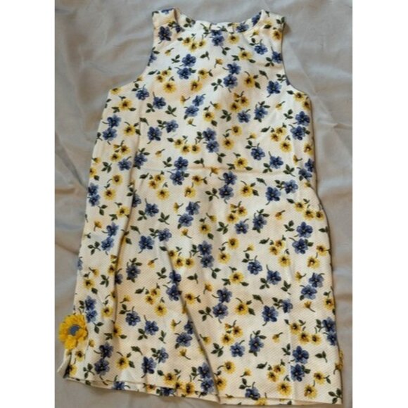 Vintage Floral Florence Eiseman Sz 4 Dress EUC Cutout In Back 3D Daisies - Picture 1 of 4